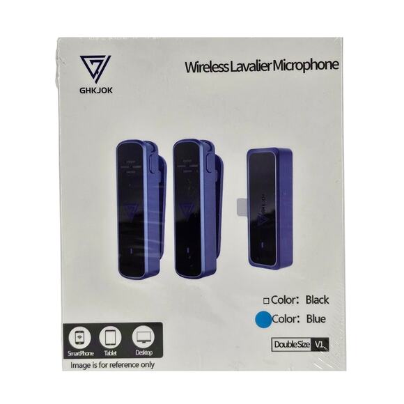 GHKJOK WIRELESS LAVALIER MICROPHONES – DUAL SET – BLUE – HIGH FIDELITY - Picture 1 of 4
